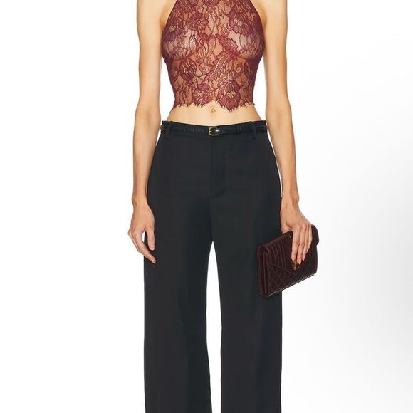 Elegant Lace Halter Top - Burgundy - Picture 4 of 4
